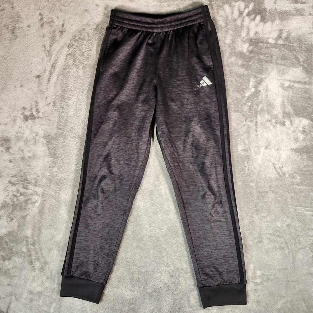 Adidas Jogger Pants Kids Size L 14/16 Gray Good Fleece Lined Space Dye AK5942